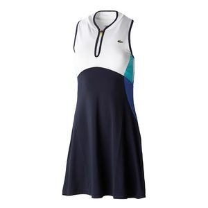 Lacoste women’s sport colorblock stretch jersey dress in navy.